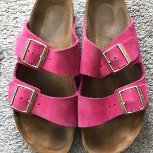 Birkenstock Arizona sandals bright pink